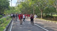 Personil Sat Samapta Polres Siak Amankan Jalanya Kegiatan Pencabutan Nomor Urut Paslon Bupati dan Wakil Bupati Siak.