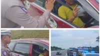 Sapa pengendara yang melintas di tol kandung, mengingatkan pengemudi agar tetap fokus saat berkendara