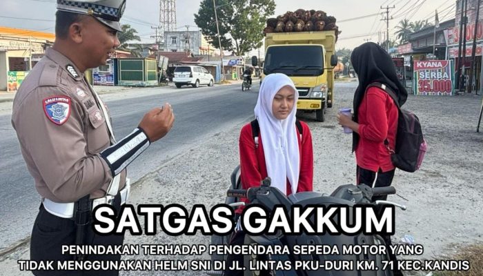 Satgas Gakkum Polres Siak Tertibkan Pelanggar Lalu Lintas Secara Tegas dan Humanis di Kandis dalam Rangka Ops Patuh LK 2025