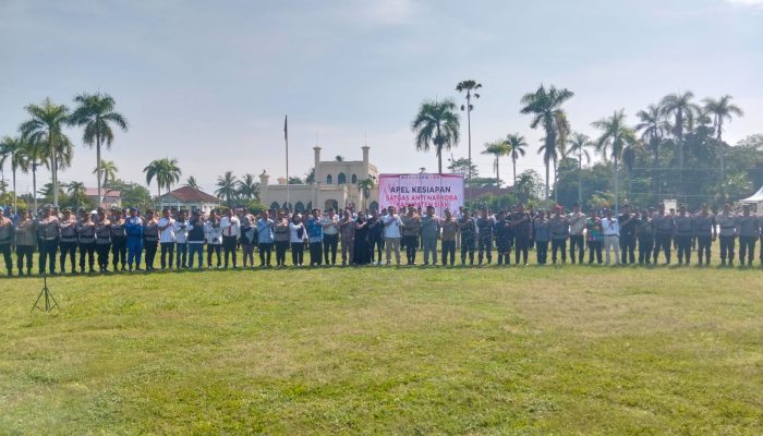 PERANG TERHADAP NARKOBA, PERSONEL KODIM 0322/SIAK IKUTI APEL SATGAS NARKOBA