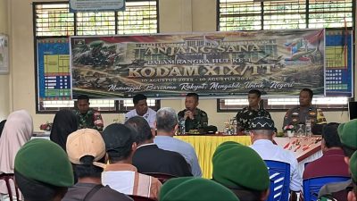HUT perdana. Kodam XIX/tuanku Tambusai dan brigif TP89/gimpam Gasib TNI beritakan bantuan lewat anjangsana di kampung Rempak