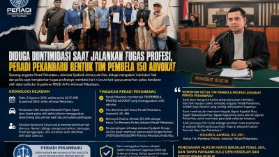 Diduga Diintimidasi Saat Jalankan Tugas Profesi, Peradi Pekanbaru Bentuk Tim Pembela 150 Advokat