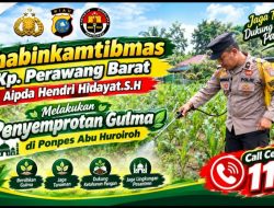 Terik Matahari Tak Jadi Halangan, Bhabinkamtibmas Gaspol Semprot Gulma Jagung Ketahanan Pangan